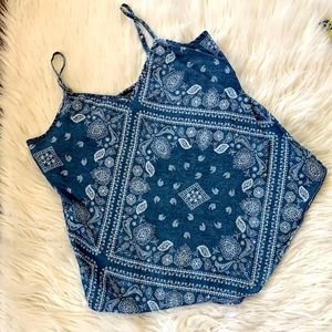 INC Paisley Chambray Adjustable Tank